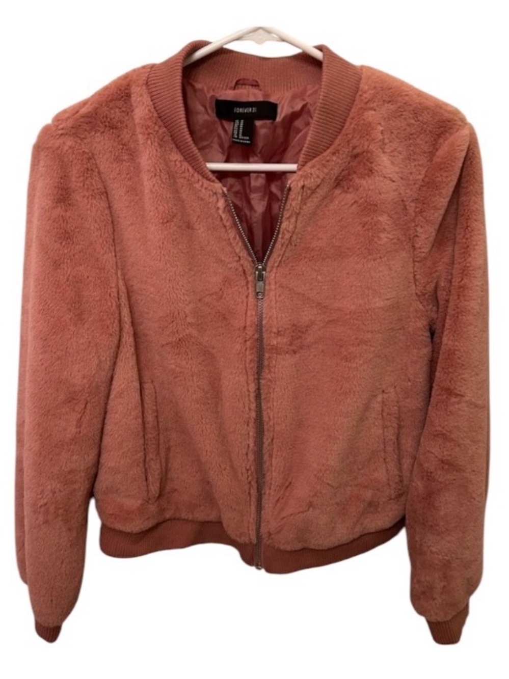 New Without Tags Forever 21 Women's Muted Pink Faux Fur Jacket